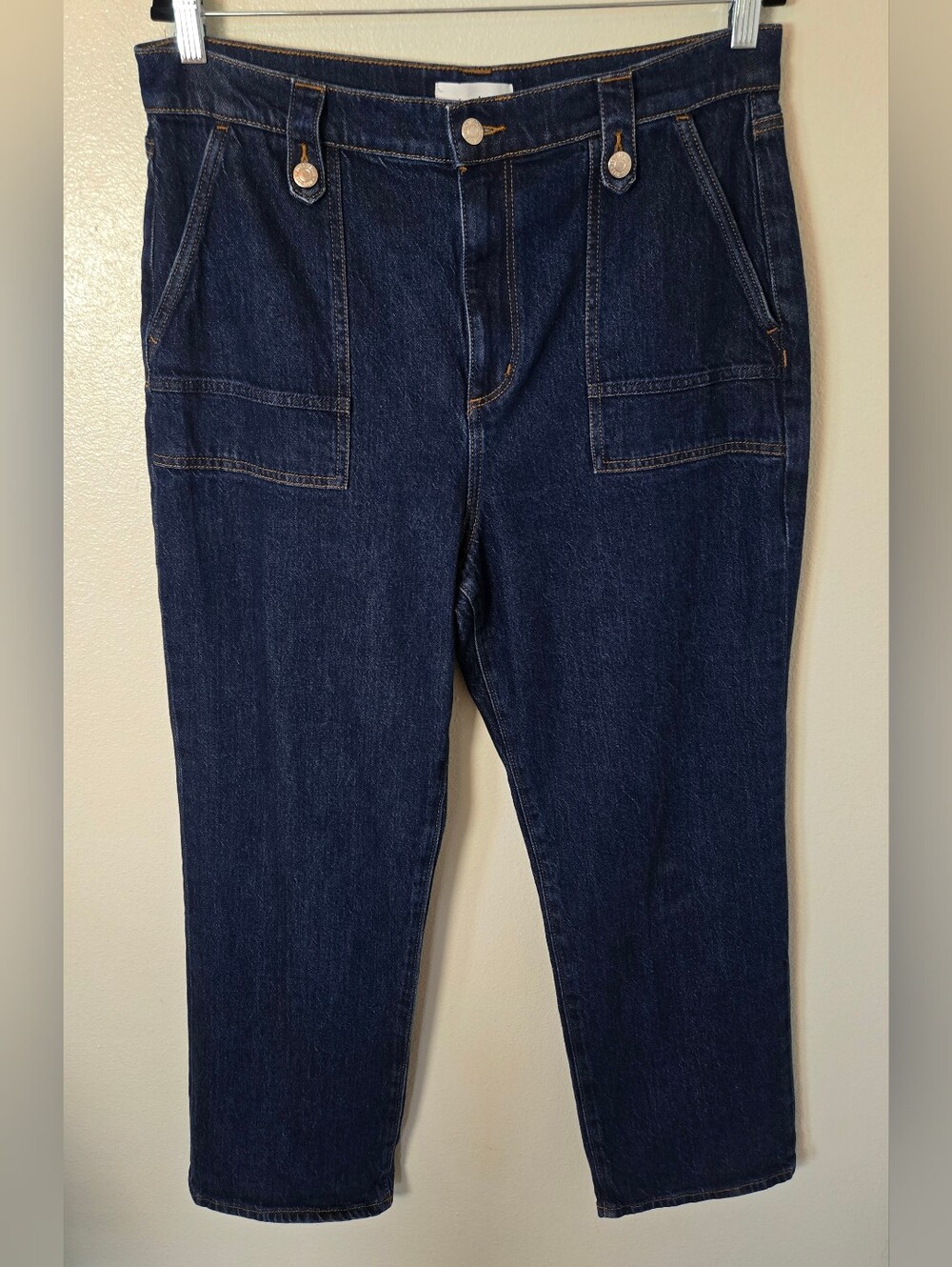 Loft | Dark Wash Wide Leg Patch Pocket Jeans Size 31/12